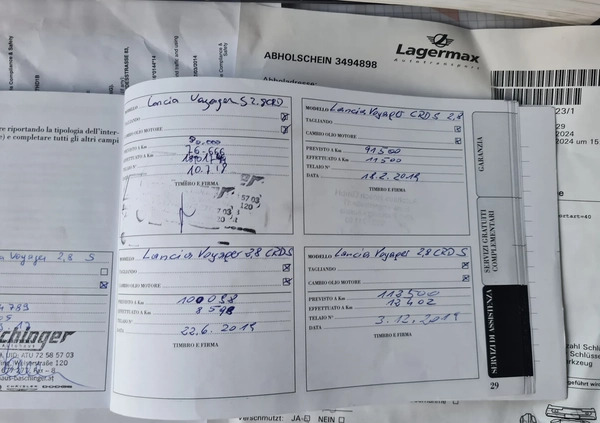 Lancia Voyager cena 61999 przebieg: 200473, rok produkcji 2014 z Miłakowo małe 781